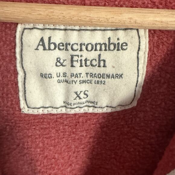Abercrombie & Fitch Y2K Zip Up Hoodie Sweatshirt Size XS Red Logo Preppy Varsity - Picture 4 of 8